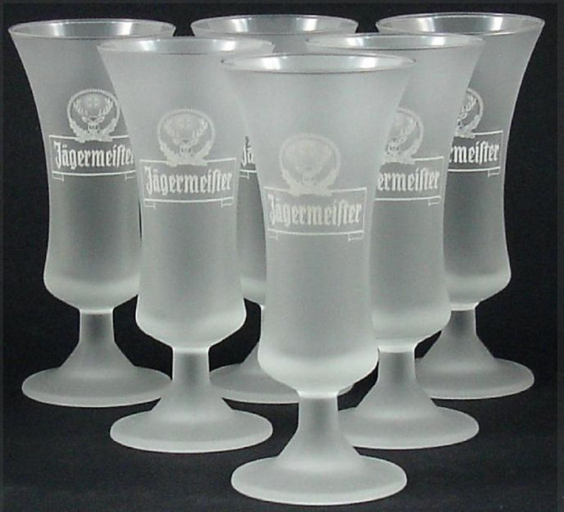 6 J�germeister Gl�ser satiniert 4cl