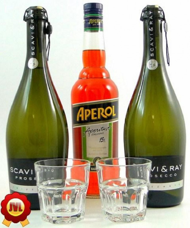 Aperol Sprizz Set 5teilig mit 2 Fl Scavi + Ray Prosecco