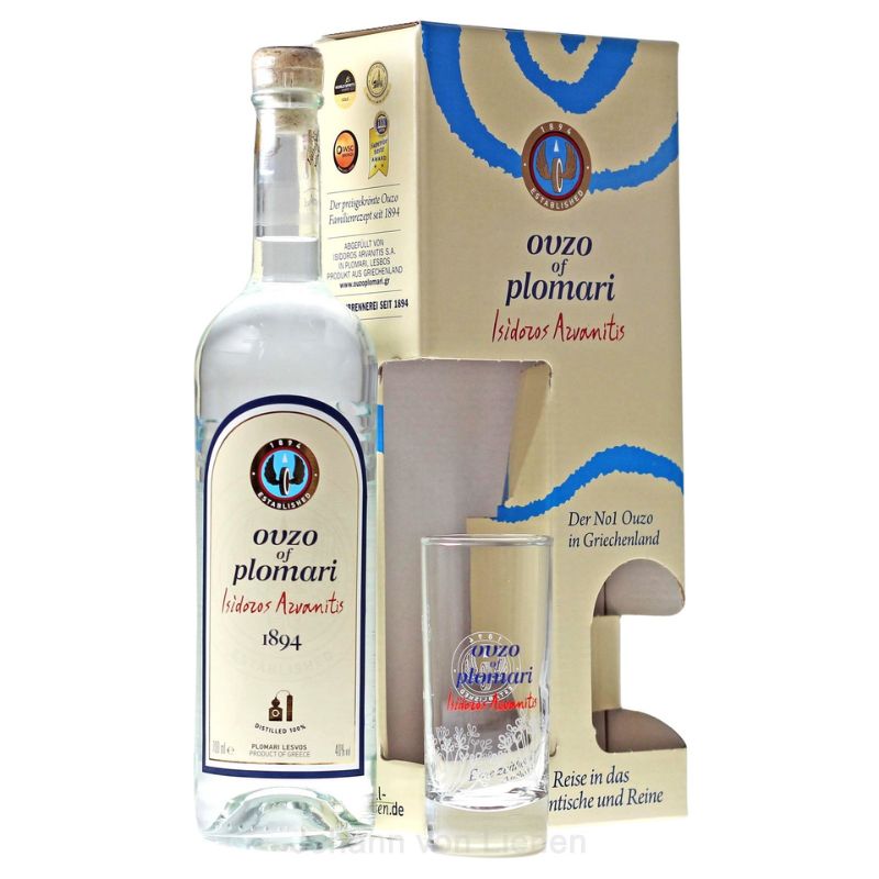 Geschenkidee: Das Ouzo Plomari Geschenkset mit Glas