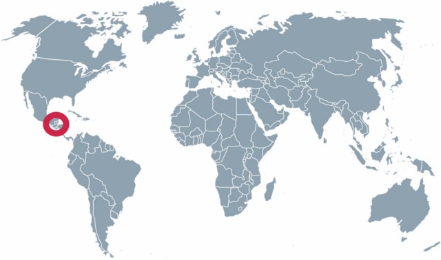 Weltkarte mit Guatemala eingekreist