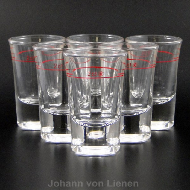 6 Stamper 3,5 cl mit Rotringeiche bei 2cl