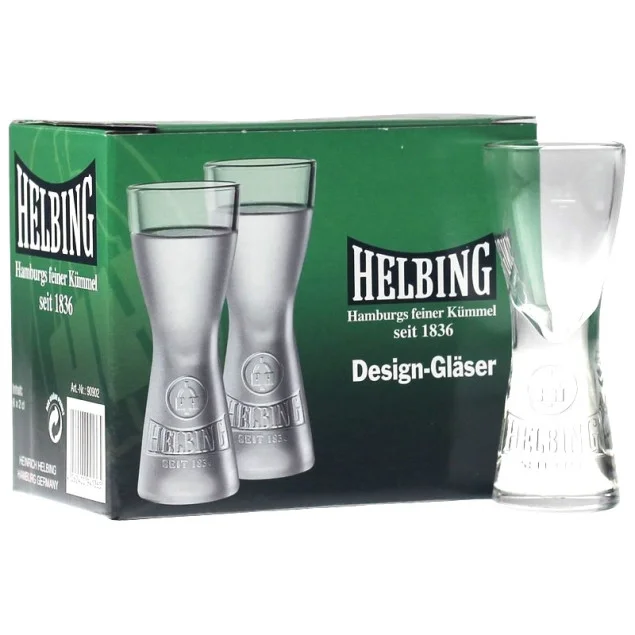 6 Helbing feiner Kümmel Design Gläser 2cl
