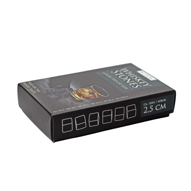 Whisky-Kühlsteine ca. 2,5 cm im 6er Pack mit Samtbeutel