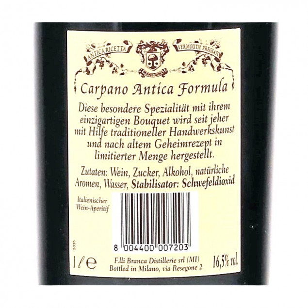 Carpano Antica Formula Vermouth 1 L 16,5%