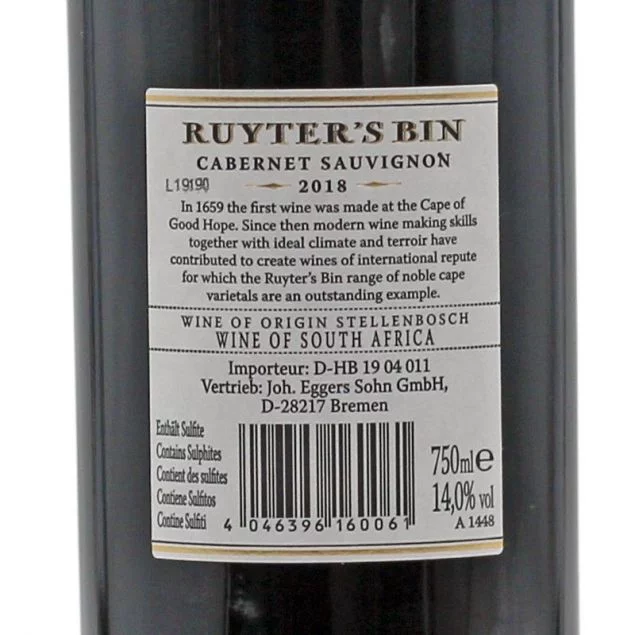 Ruyter's Bin Cabernet Sauvignon 0,75 L 14% vol