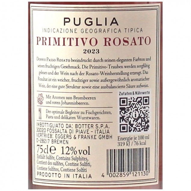 Doppio Passo Primitivo Rosato Puglia IGT 0,75 L 12% vol