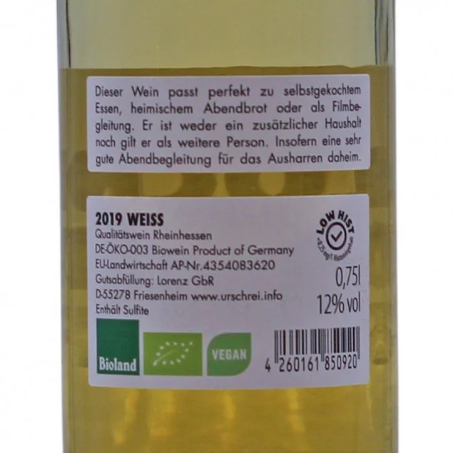 Lockdownstoff Weißwein Bio 0,75 L 12% vol