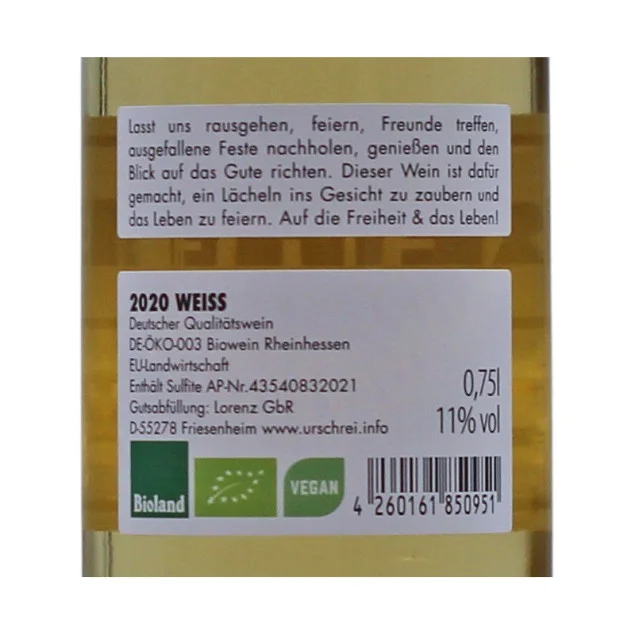 Freiheit Bio-Weißwein Lockdown 0,75 L 11 % vol