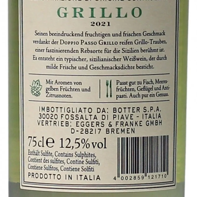 Doppio Passo Sicilia Grillo 0,75 L 12,5% vol