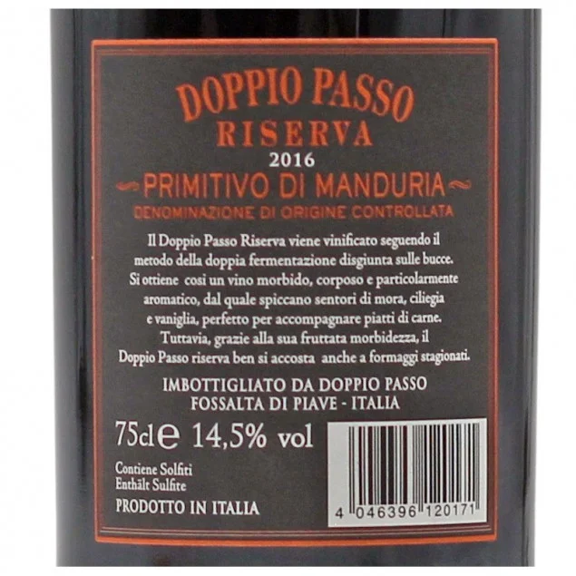 Doppio Passo Riserva Primitivo di Manduria 0,75 L 14,5% vol