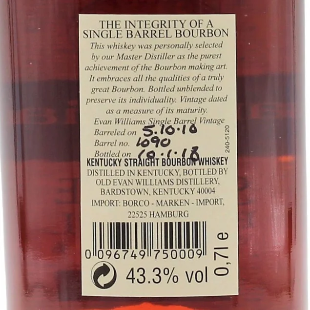 Evan Williams Single Barrel Vintage 0,7 L 43,3% vol