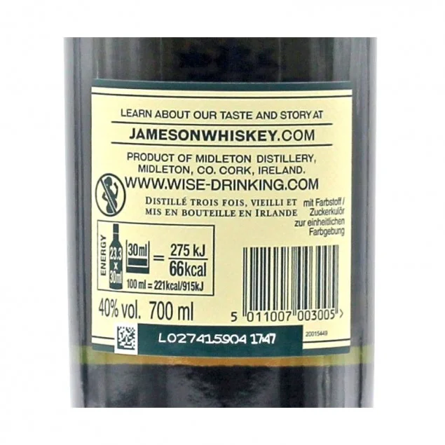 Jameson Triple Distilled Irish Whiskey 0,7 L 40% vol