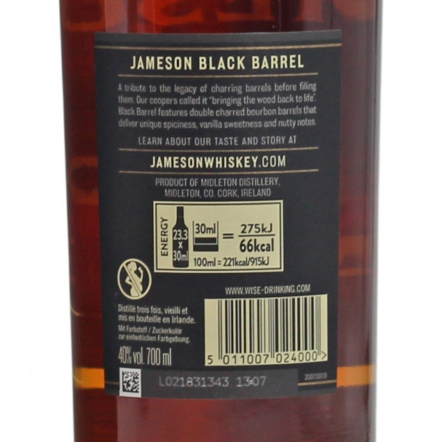 Jameson Black Barrel Irish Whiskey 0,7 L 40% vol