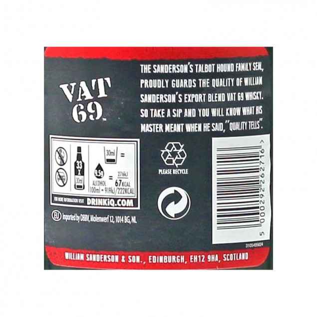 VAT 69 Blended Scotch Whisky 1 L 40% vol