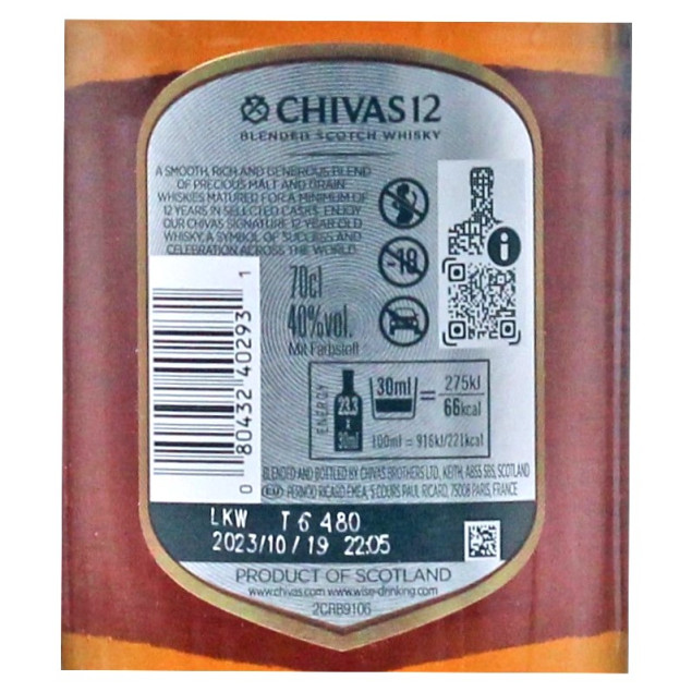 Chivas Regal 12 Years 0,7 L 40% vol