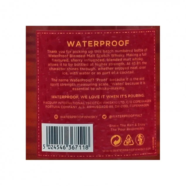 Waterproof Blended Malt Scotch Whisky 0,7 L 45,8% vol