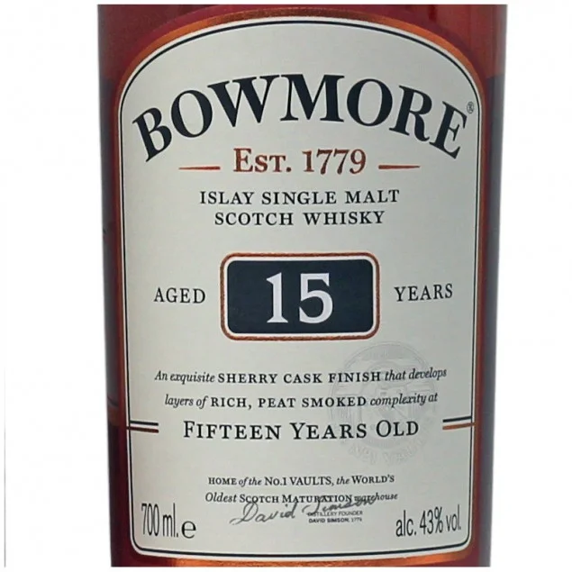 Bowmore 15 Jahre 0,7 L 43%vol