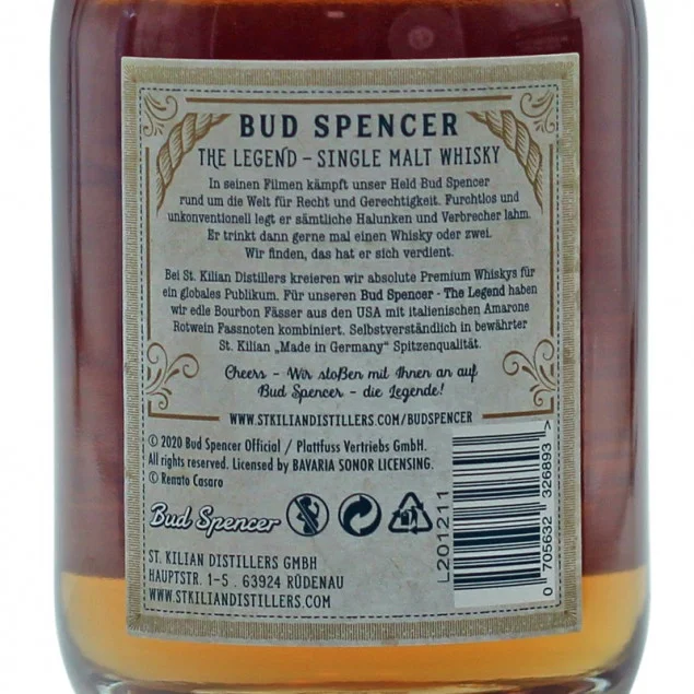 Bud Spencer The Legend Single Malt Whisky 0,7 L 46% vol