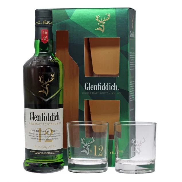 Glenfiddich 12 Jahre mit 2 Gläsern 0,7 L 40% vol