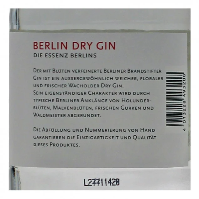 Berliner Brandstifter Dry Gin 0,7 L 43,3% vol