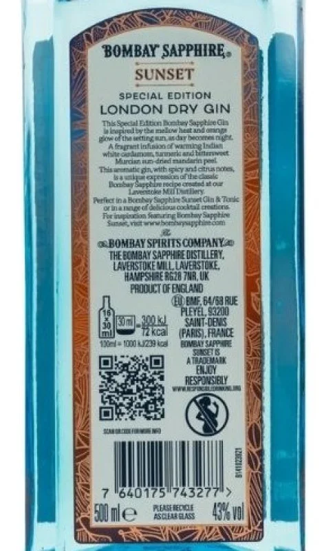 Bombay Sapphire Sunset Special Edition Gin 0,5 L 43% vol