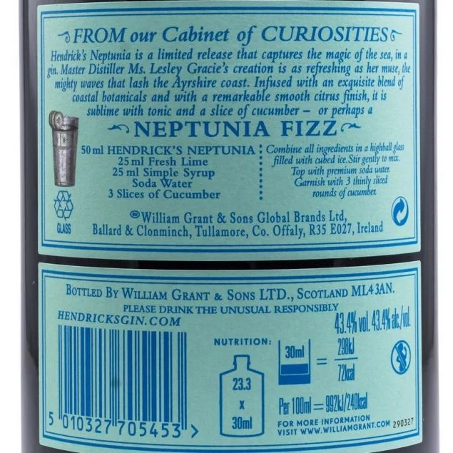Hendricks Neptunia Gin 0,7 L 43,4% vol
