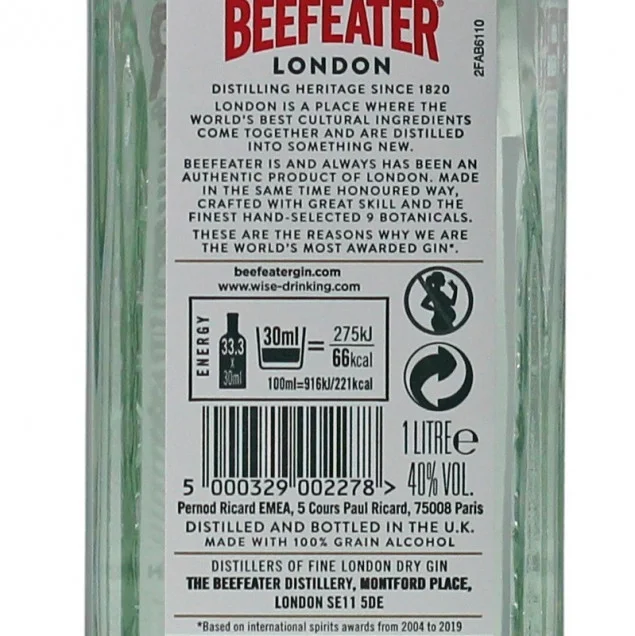 Beefeater London Dry Gin 1 L 40% vol