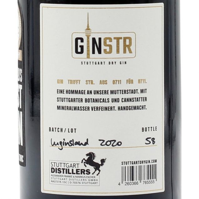 GINSTR Stuttgart Dry Gin 0,5 L 44% vol