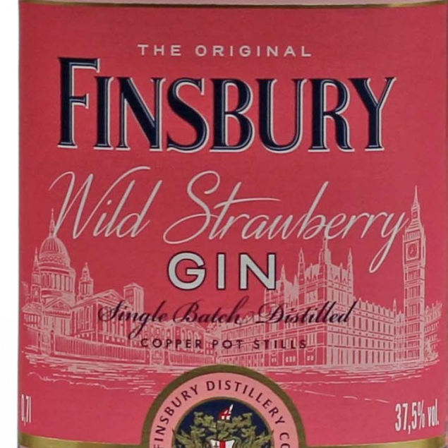 Detailbild von der Finsbury Wild Strawberry Gin Vorderseite