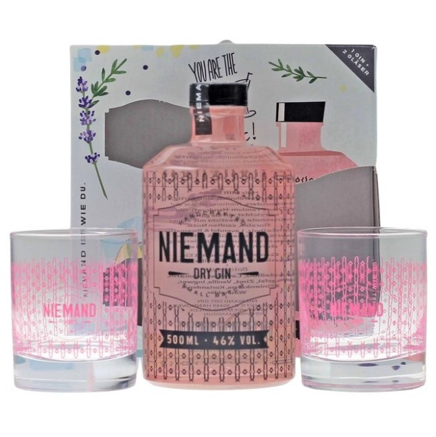 Niemand Dry Gin Set mit 2 Gläsern 0,5 L 46% vol