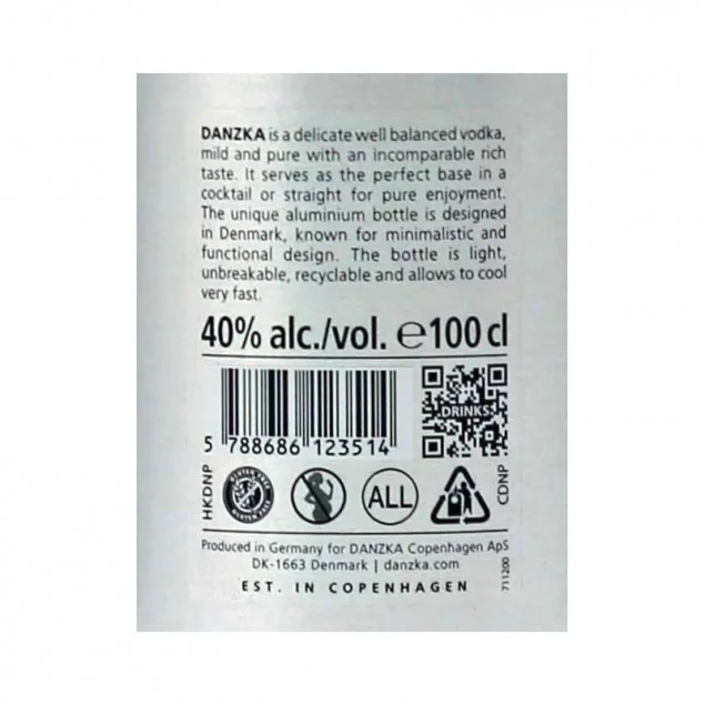 Danzka Vodka Red in Aluminiumflasche 1 L 40%vol