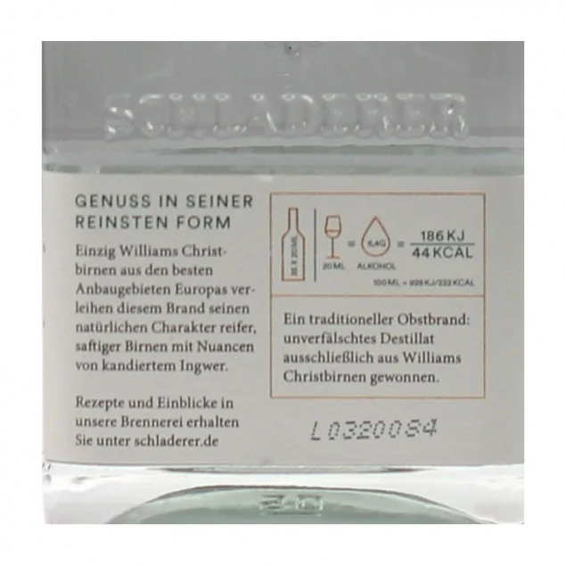 Schladerer Williamsbirne 0,7 Ltr. 40%