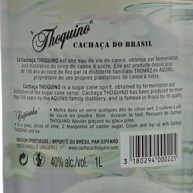 Thoquino Cachaca 1 L 40% vol