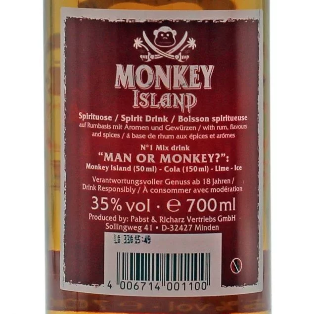 Monkey Island Spiced Rum 0,7 L 35% vol