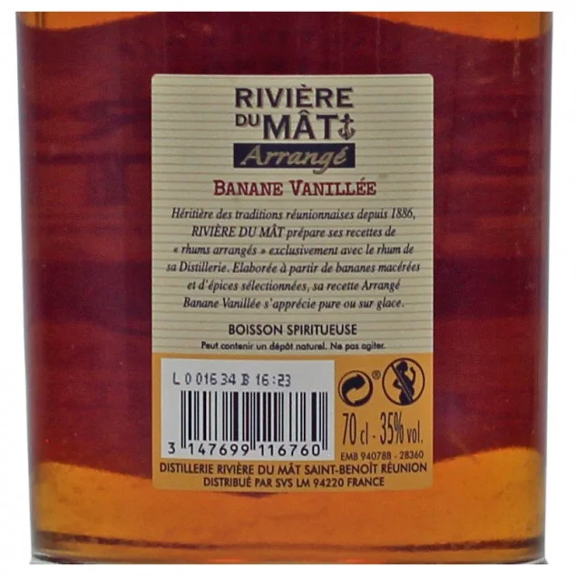 Rivière du Mât Arrangé Rhum Banane Vanille 0,7 L 35% vol