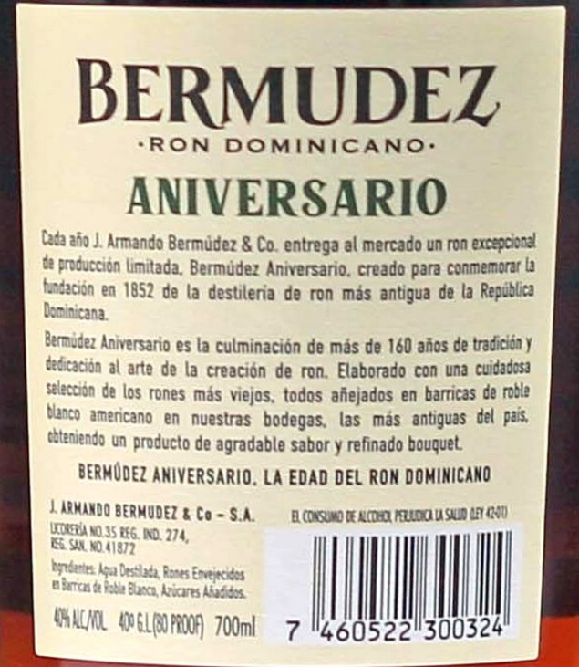 Ron Bermudez 150 Aniversario Rum 0,7 L 40%vol