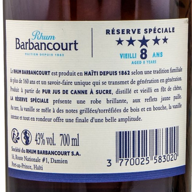 Barbancourt Rhum 8 Jahre 0,7 L 43% vol