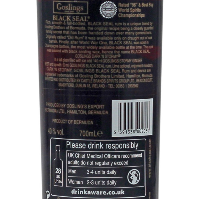 Goslings Black Seal Dark Rum 0,7 L 40% vol