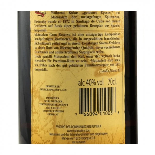 Ron Matusalem Gran Reserva 15 Solera 0,7 L 40%vol