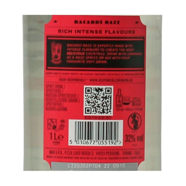 Bacardi Razz 1 Liter 27 % vol