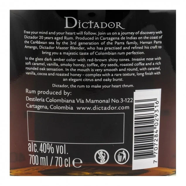 Dictador Rum 20 Jahre 0,7 L 40% vol