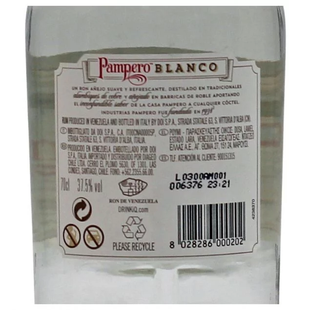Pampero Blanco 0,7 L 37,5% vol