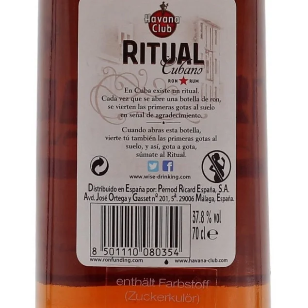 Havana Club Ritual Cubano Rum 0,7 L 37,8% vol