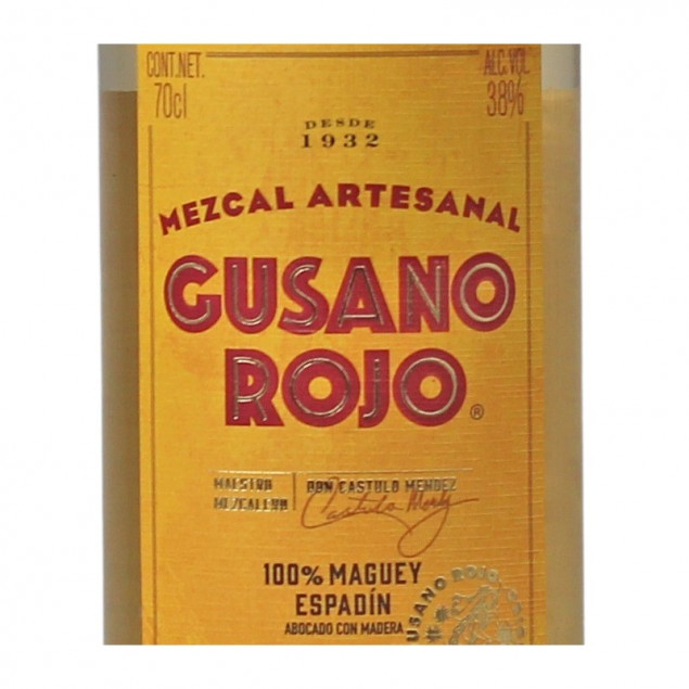 Mezcal Gusano Rojo mit Wurm 0,7 L 38% vol