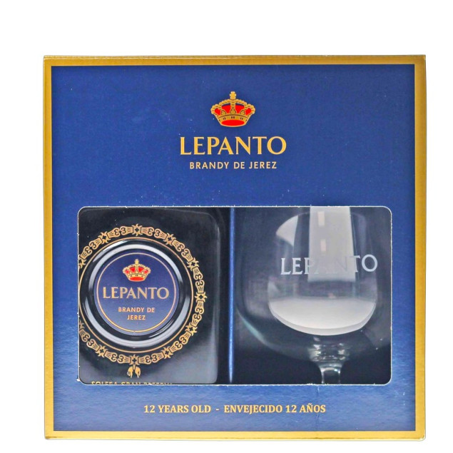 Lepanto Brandy de Jerez Geschenkset mit Glas 0,7 L 36 % vol