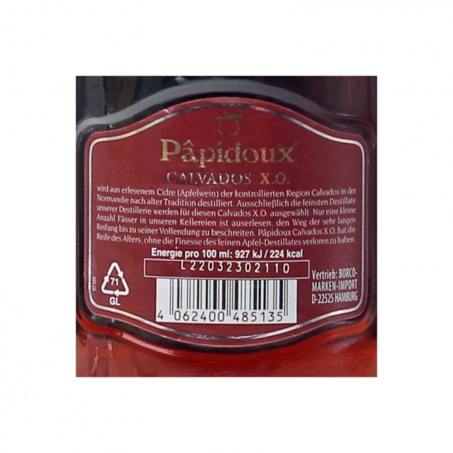 Papidoux Calvados XO 0,7 L 40% vol