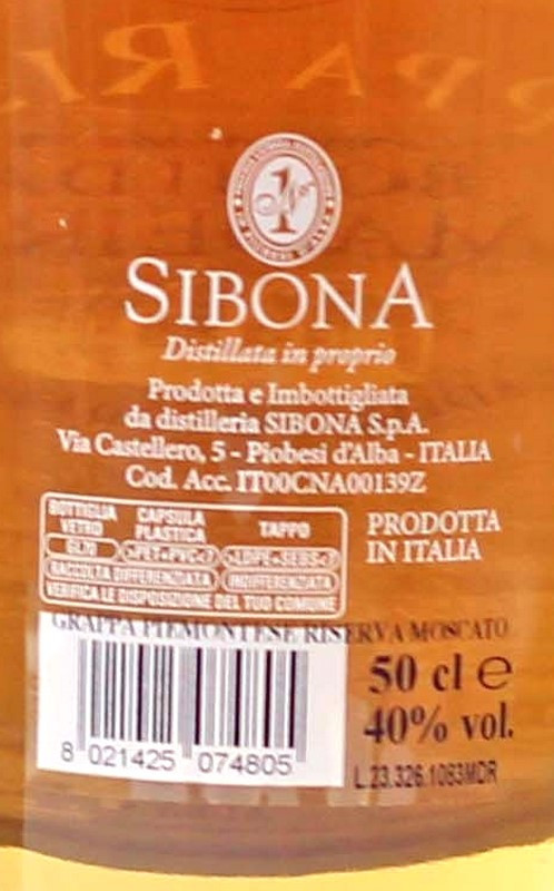 Sibona Grappa Riserva Botti da Madeira 0,5 L 40% vol