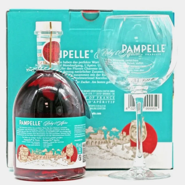 Pampelle Ruby l'apéro Geschenkset mit Glas 0,7 L 15% vol