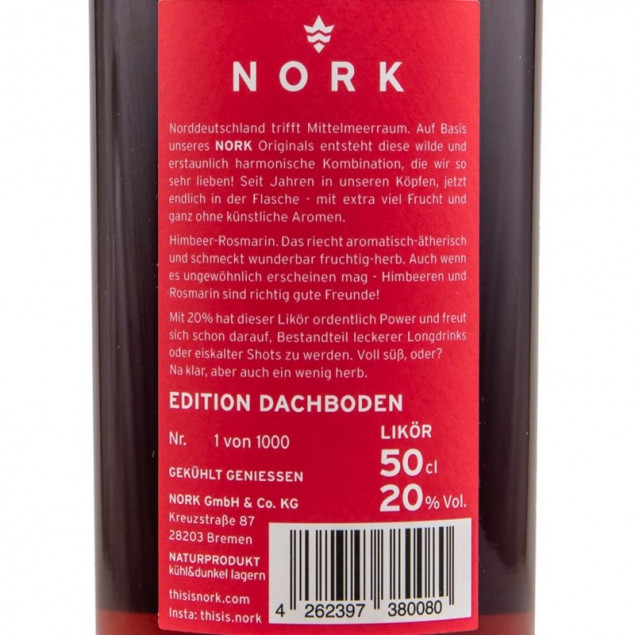 Nork Himbeer-Rosmarin Likör 0,5 L 20% vol