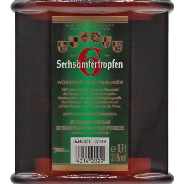 Sechsämtertropfen Kräuterlikör 0,7 L 33% vol